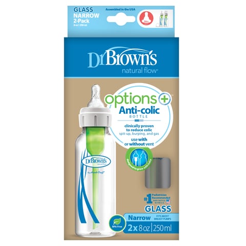 اشتري Dr. Browns 8 Oz/250 ml Glass Narrow Options+ Bottle في الامارات