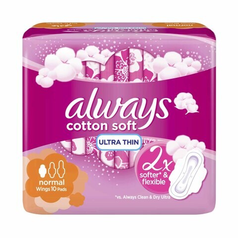 Buy Always Cotton Soft Ultra Thin Normal sanitary Count with Wings