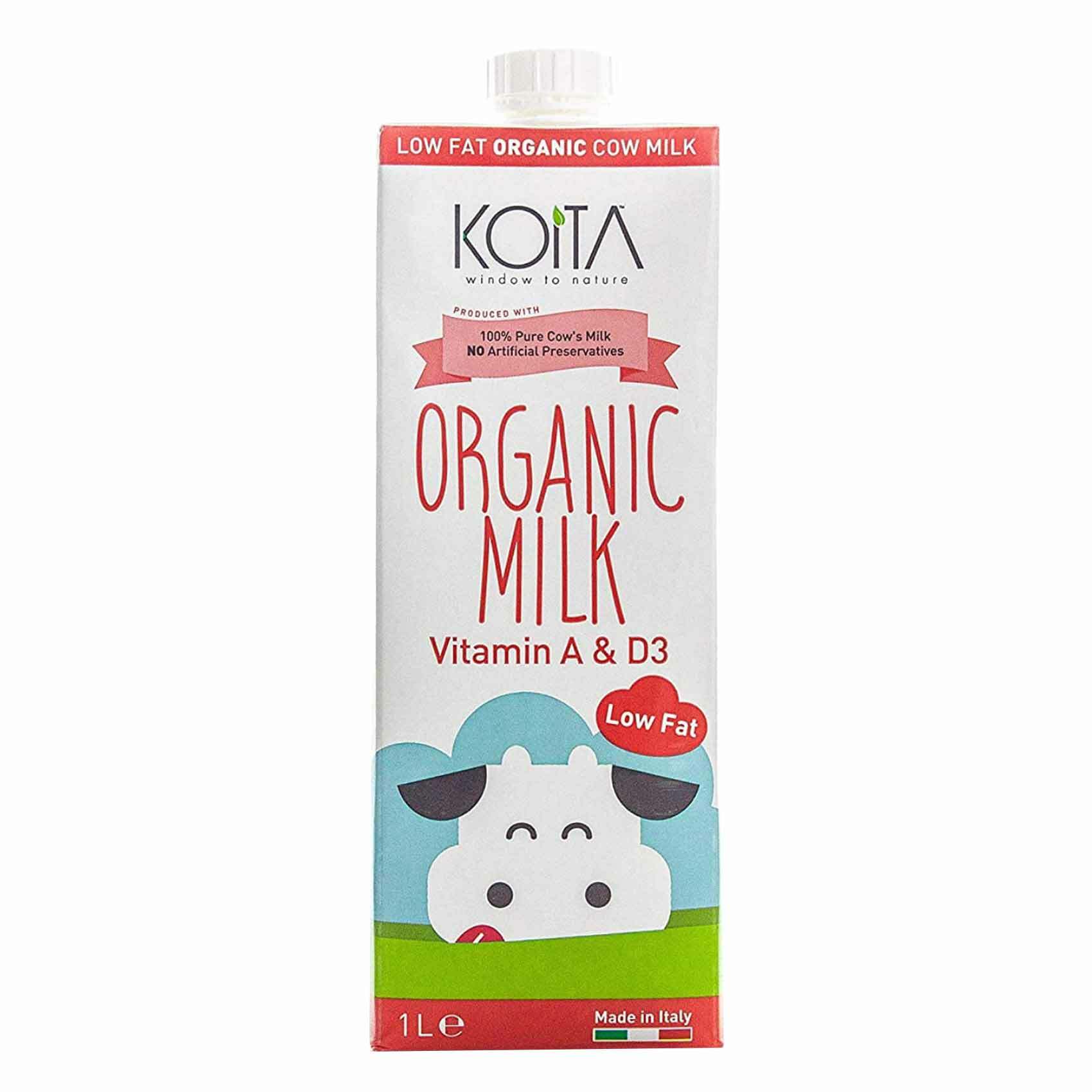 Buy Koita Low Fat Organic Cow Milk Vitamin A & D3 1L Online Shop Bio