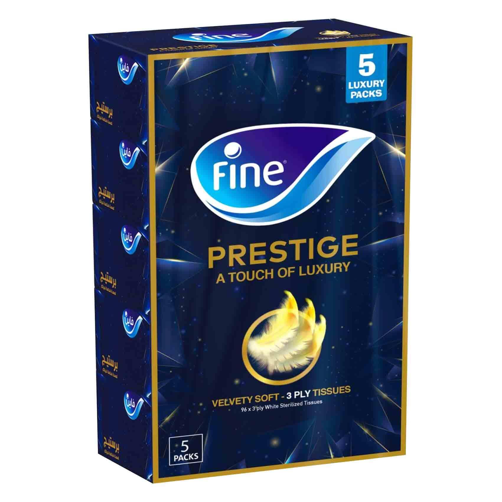 Buy Fine Prestige A Touch of Luxury Velvety Soft 3 Ply Facial Tissue 96  Count x Pack of 5 Online