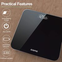 Renpho Digital Bathroom Scales For Body Weight, Weighing Scale Electronic Bath Scales With High Precision Sensors Accurate Weight Machine For People, LED Display, Black, 180Kg, Core 1S
