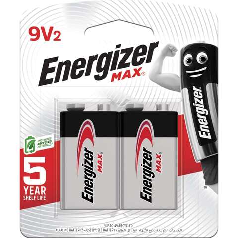 Energizer Max 9V Alkaline Batteries  Pack of 2