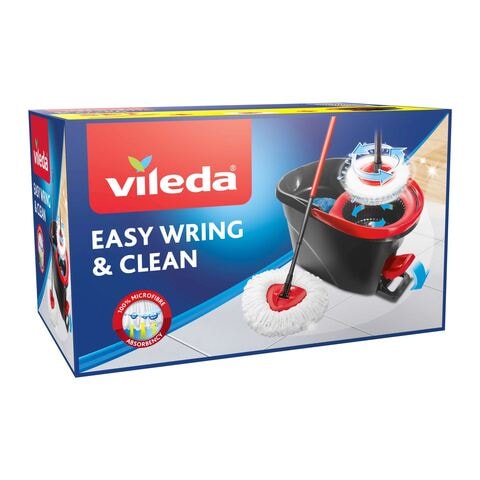Vileda Easy Wring And Clean Turbo Mop And Bucket Set Grey Online - Shop Cleaning Household on Carrefour UAE