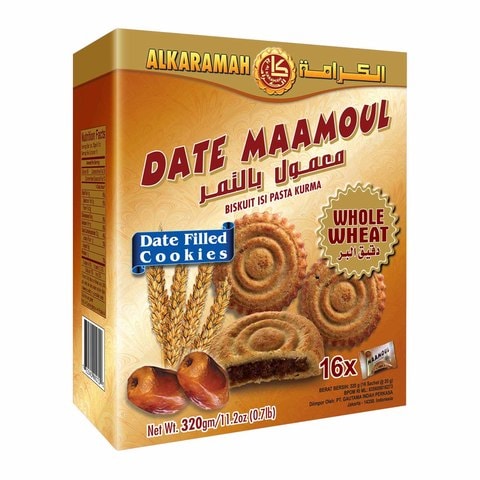 Buy Al Karamah Date Mamoul Whole Wheat 16 Pieces (320g) in Saudi Arabia