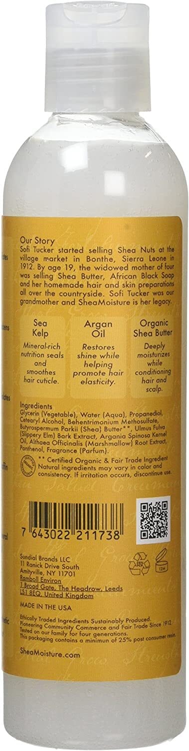 Shea Moisture Raw Shea Butter Extra Moisture Detangler, With Sea Kelp &amp; Argan Oil, To Heal And Strengthen Damaged, Transitioning Hair 236 ml