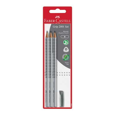 Faber-Castell Blacklead Pencil GRIP 2001 B With Eraser Tip Pack Of
