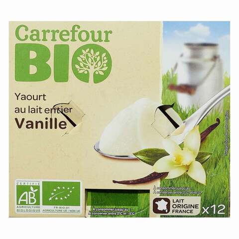 Carrefour Bio Organic Vanilla Yoghurt 125g Pack of 12