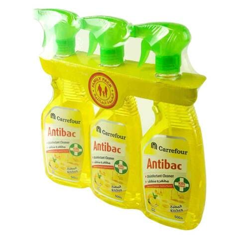 Carrefour Anti-Bacterial Kitchen Cleaner Pink 500ml Pack of 3 Assorted