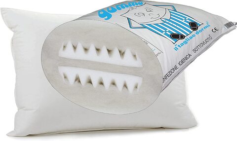 Gummo Italy Synthetic White Standard Pillow, 100% Cotton, Virgin Fibre With Anatomic Foam, Inner Filling: H.C.S Suspension 46X75cm, Gmo101