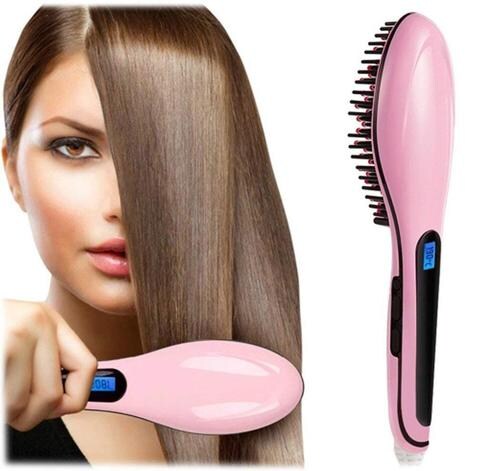 Edragonmall - Hqt-906 Fast Hair Straightener Hair Straightening Brush Hair Styling Tool Comb