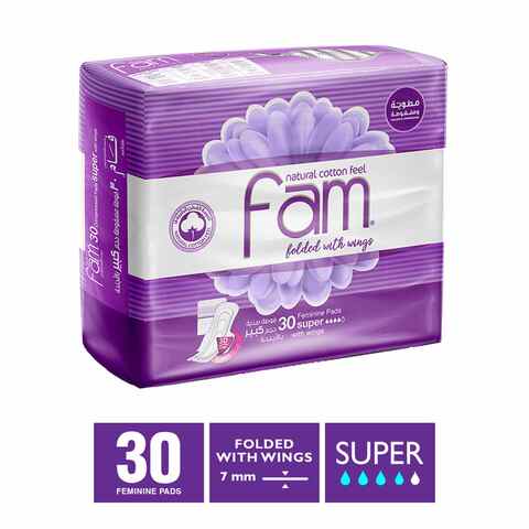 Fam  Sanitary Pads Maxi Folded with Wings  Super 30 pads