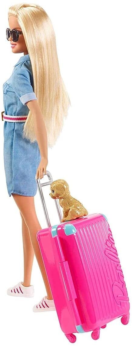 Luggage Barbie FWV25 Doll and Travel Set with Puppy 