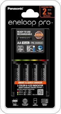 Eneloop Pro Smart &amp; Quick Charger With Pack of 4Cells &quot;AA&quot; 2550mAh Rechargeable Batteries