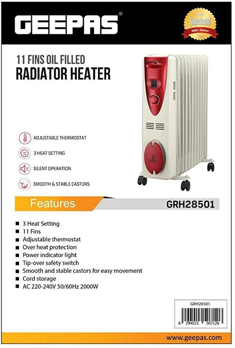 Geepas 11 Fins Oil Filled Radiator Heater Grh28501