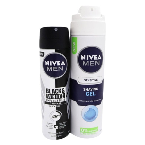 Buy NIVEA MEN  Shaving Gel Sensitive Chamomile  Hamamelis 200ml  + NIVEA MEN  Antiperspirant Spray 150ml in UAE