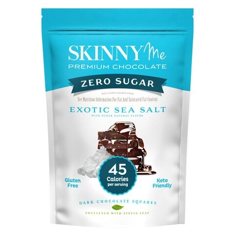 Buy Skinnyme Exotic Sea Salt Zero Sugar Dark Chocolate Squares 77g