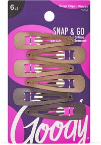 Goody Metal Contour Hair Snap Clips, 6 Count, Brunette Assorted Colors, Just Snap Into Place, Suitable For All Hair Types, Pain-Free Hair Accessories For Women&#39;s And Girls, All Day Comfort
