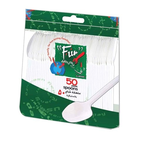 Fun Plastic Spoon Set White 6.5inch Pack of 50