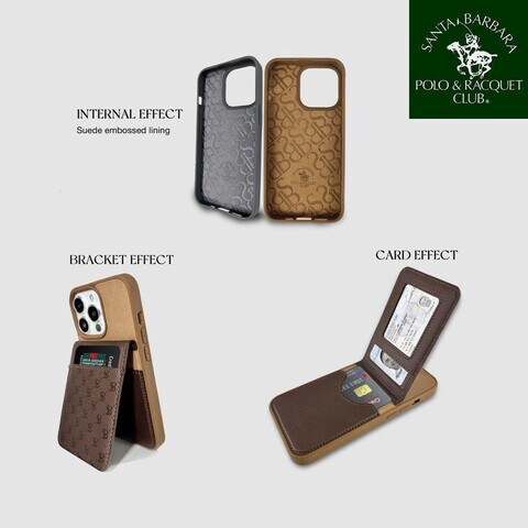 Huldo Series Back Case Cover for iPhone 13 Pro Max Brown with card holder
