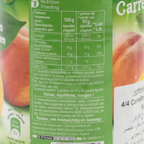 Carrefour Peaches In Light Syrup 825g
