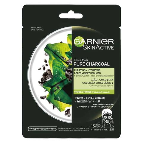 Garnier Pores Refining Face Tissue Mask With Pure Charcoal - 28 Gm