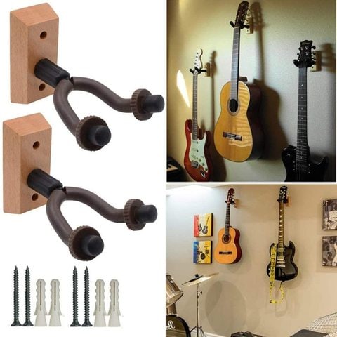 Mike 2pcs Guitar Hanger Wall Mount Hangers Easy To Install For Acoustic Electric And Bass Hook Holder G 13a 2pack - Wall Mount For Bass Guitar