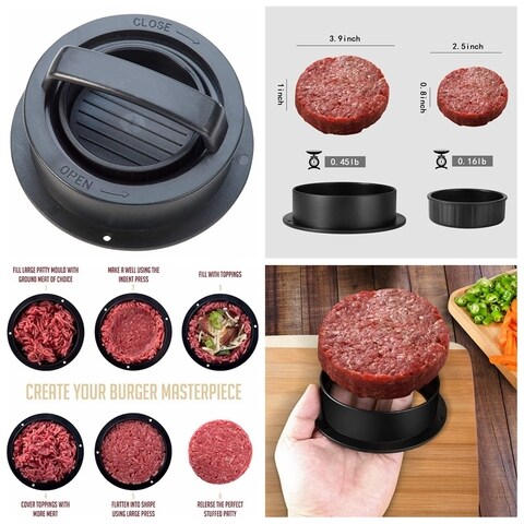 ZENHOME Stuffed Burger Press Kit, 3 in 1 Heavy Duty Non-Stick Patty Molds, Easily Make The Perfect Burger, Stuffed Burger or Sliders