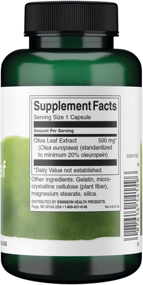 Swanson Herbs Olive Leaf Extract 500Mg, 120 Capsules