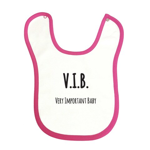 Cheeky Micky -Bib with Message : V.I.B Very Important Baby (Pink Trim) Age: 6-12 months