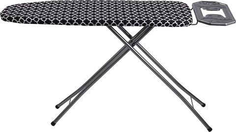 Royalford Leona Ironing Board RF11245 Iron Table With Adjustable Height Mechanism Heat Resistant Cotton Cover Monoblock Metal Base Non Slip Legs And Iron Rest 100X30 cm, Multicolor