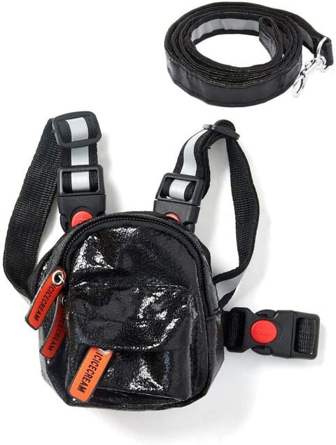icicecream Dog Backpack Harness with Leash Backpack for Dogs Adjustable Saddle Bag Reflective Strips Night Safe Outdoor Travel Hiking Walking Harness Backpack