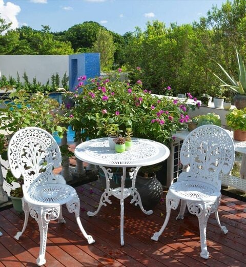 Yulan Outdoor Patio Bistro Sets 3 Piece cast Aluminum Patio Furniture Outdoor Garden Aluminuml Rust Proof Tables and Chairs White bistro Set 0266
