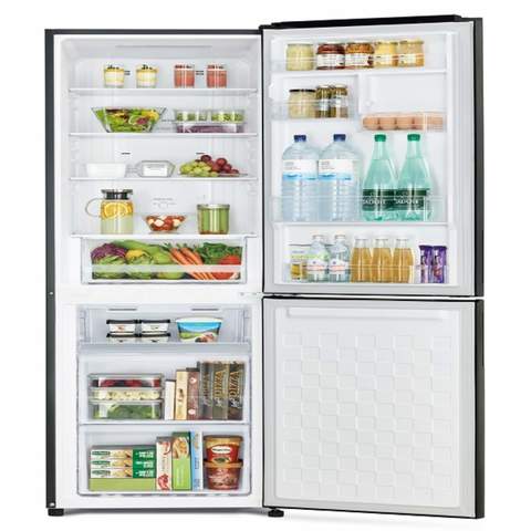 Hitachi Bottom Freezer Refrigerator Glass Black 320L Net Capacity RBG410PUK6GBK