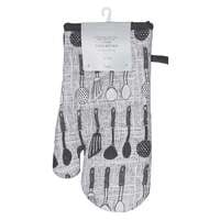 LA Collection 170 GSM Cotton Utility Tools Printed Oven Mitten Grey 17x32cm