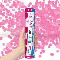 Pink Gender Reveal Confetti Cannon, Party Poppers for Pregnancy Announcement and Baby Girl Gender Reveal Party Supplies [1 Pack]