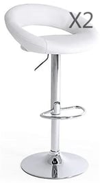 Buy LANNY Set of 2 Modern Bar Stool High Chair T307G White with Adjustable Height and PU Leather seat. in UAE