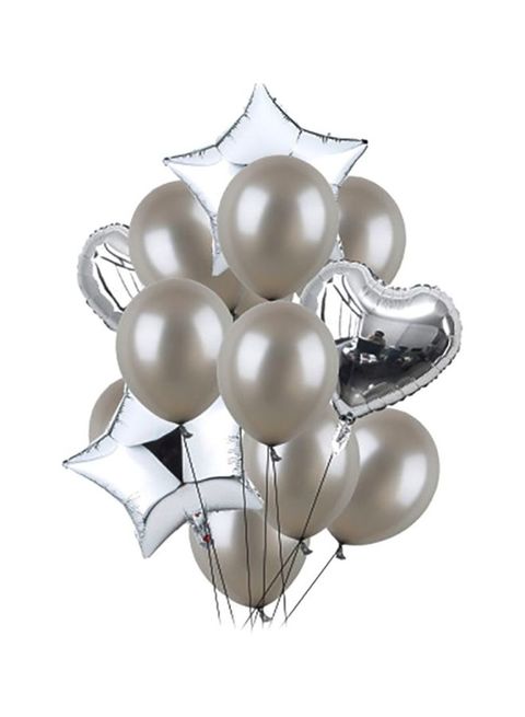 Buy 14-Piece 18inch Foil Balloon 12inch Silver Latex Balloons