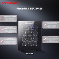 COOLBABY 12 Bottles of Constant Temperature &amp; Humidity Electronic Beverage Wine Cooler Freestanding Compact Mini Wine Fridge Cabinet Refrigerator