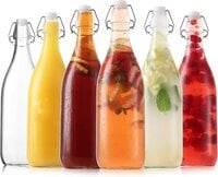 Star Cook Airtight 1L Flip Top Glass Bottle, Brewing Bottles For Kombucha, Kefir, Beer, Soda, Juice, Water, Clear 1L 6pcs