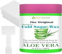 Jadole Naturals Herbal Cold Hair Wax 100% Natural Sugar Wax Hair Removal For Women Body Face At Home Waxing Kit 380g With Free 100 Pcs Strips &amp; Spatula (Aloe Vera)