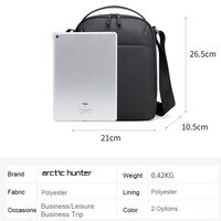 Arctic Hunter Unisex Side Sling Bag Water Resistant Anti-Theft Small Daypack Crossbody Bag for Travel Office Business K00579 Black