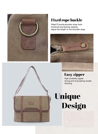 Parajohn Canvas Messenger Backpack - Laptop Messenger Bags, Shoulder Backpack Handbag - Multipurpose Business Briefcase Vintage Travel Backpack - 13.3 Inch-KHAKI