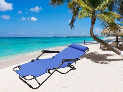 Foldable Beach Chair 153x60x35 blue