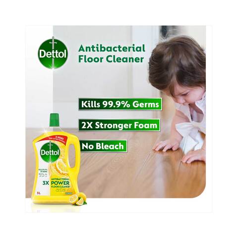 Dettol Antibacterial 3X Power Floor Cleaner, Lemon Fragrance, 3L