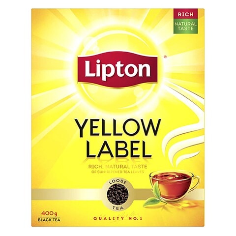 Lipton Yellow Label  Black Tea With Sun Dried Tea Leaves Loose For A Rich Natural Taste 400g
