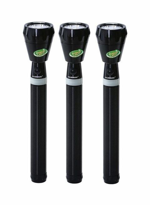 Buy Olsenmark 3-Piece Rechargeable Flashlight Set Black in Saudi Arabia