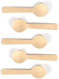 Topincn 100Pcs Disposable Wood Spoons Mini Size Wood Cutlery Tableware Biodegradable Compostable Ice Cream Dessert Tea Spoons