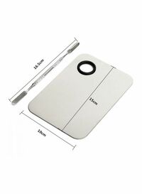 Stainless Steel Cosmetic Makeup Palette With Spatula White/Silver