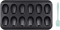 Generic Madeleine Pans, 12-Well Nonstick Baking Pans, Shell Shape Pan Trays, Heavy Duty Shell Shaped Mini Cookies Cake Mold Pan For Oven Baking, Warp Resistant Shell Shape Madeleine Mold Cake Pan