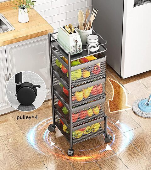 4-Layer Square Kitchen Shelf Multifunctional Storage Rack